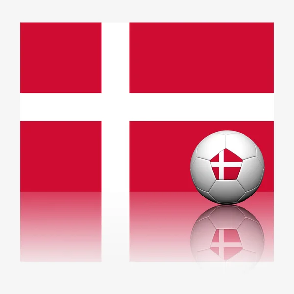 Dinamarca fútbol y bandera con reflexionar sobre el fondo blanco —  Fotos de Stock