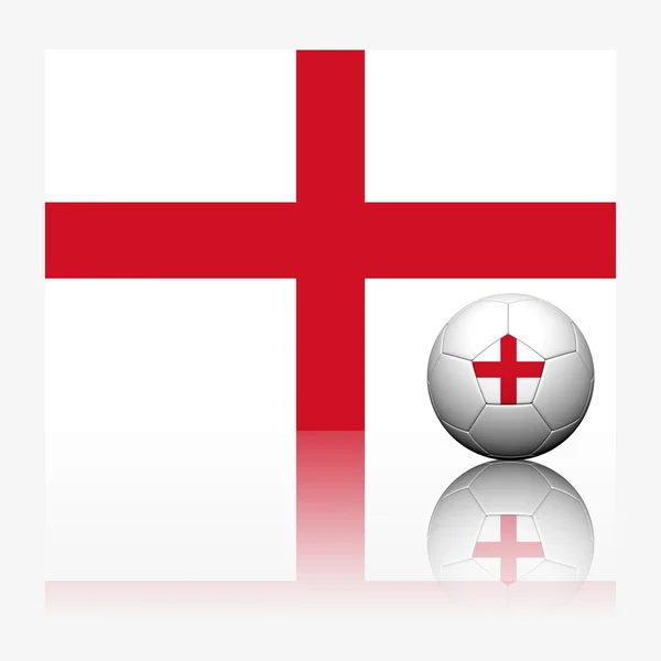 Futebol da Inglaterra e bandeira com refletir sobre backgroun branco — Fotografia de Stock