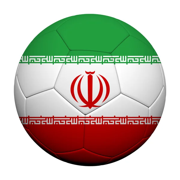 Σημαία του Ιράν μοτίβο 3d rendering μιας μπάλας ποδοσφαίρου — Φωτογραφία Αρχείου