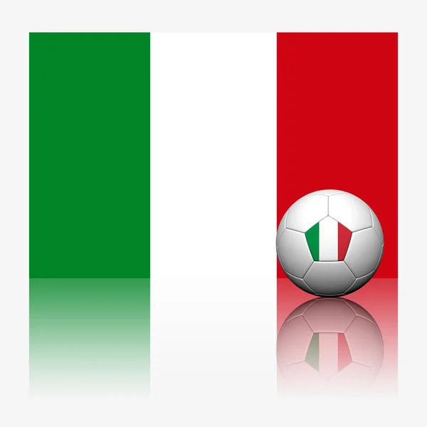 Piłka nożna Piłka nożna Włochy i flagi z refleksji na białym tle — Zdjęcie stockowe