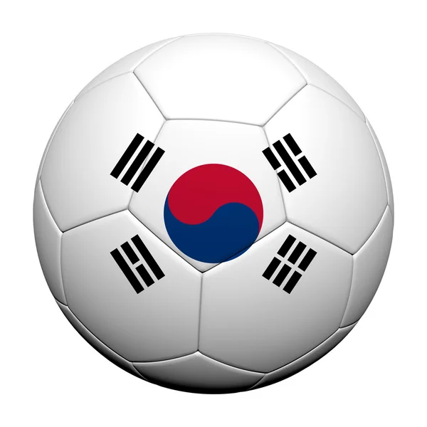 Korea Flaggenmuster 3D-Darstellung eines Fußballs — Stockfoto