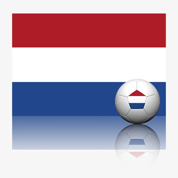 Piłka nożna Piłka nożna Holandia i flagi z refleksji nad backg biały — Zdjęcie stockowe