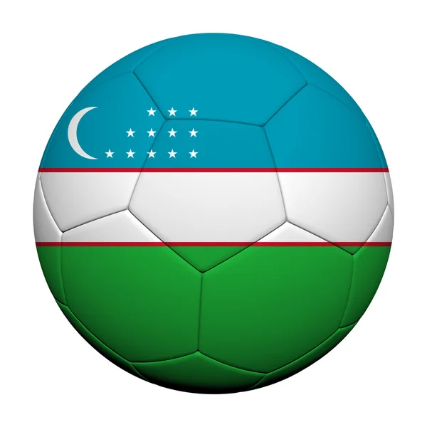 Uzbekistán Bandera Modelo 3d representación de una pelota de fútbol — Foto de Stock