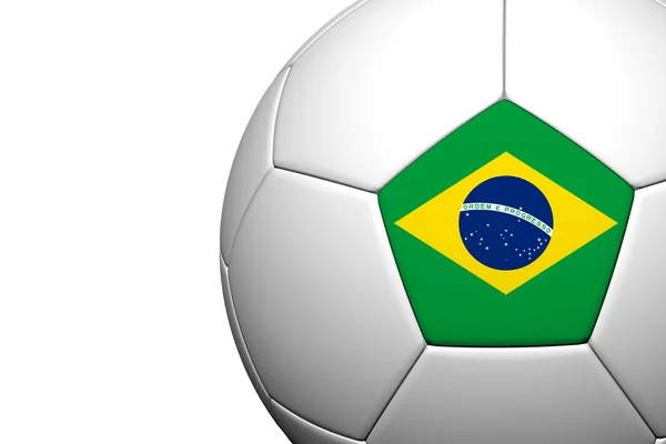 Brazília zászló minta 3d visszaadás-ból egy futball-labda — Stock Fotó