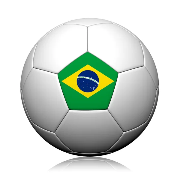 Brezilya bayrak deseni 3d render bir futbol topu — Stok fotoğraf