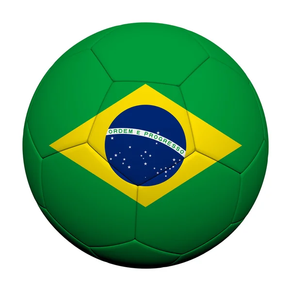 Brazília zászló minta 3d visszaadás-ból egy futball-labda — Stock Fotó