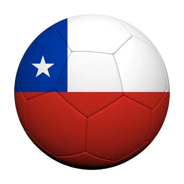 Şili bayrak deseni 3d render bir futbol topu — Stok fotoğraf
