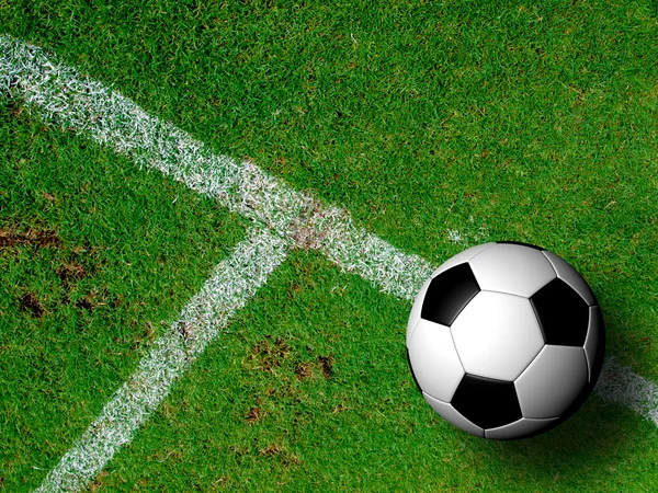 Voetbal (voetbal) in groen grasveld. — Stockfoto