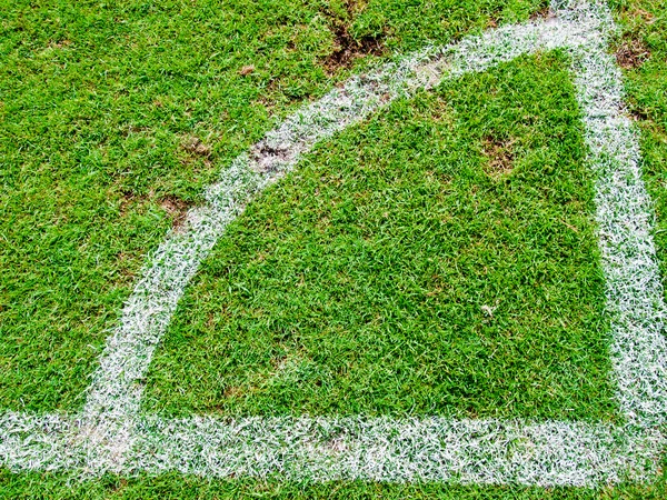 Green soccer field , Corner Kick from top view — Stock Photo, Image