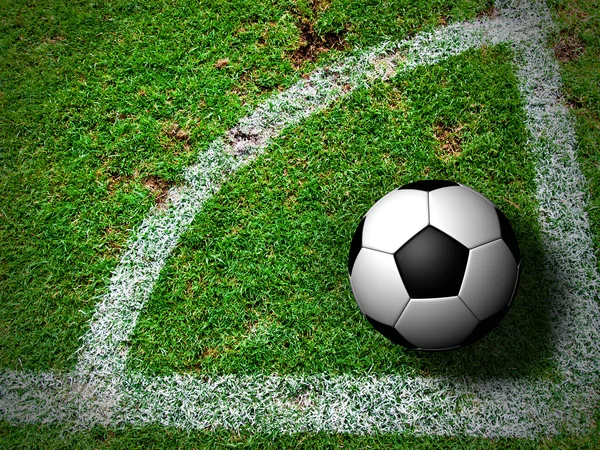 Soccer Ball on Corner Kick from top view — Stock Photo, Image