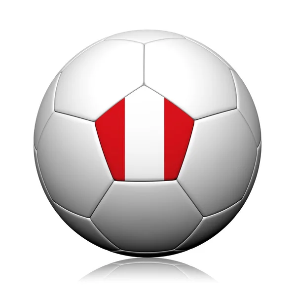 Peru bayrak deseni 3d render bir futbol topu — Stok fotoğraf