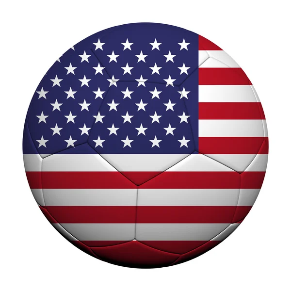 Die Vereinigten Staaten Flaggenmuster 3D-Darstellung eines Fußballs — Stockfoto
