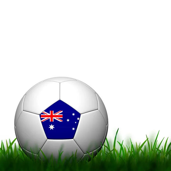 Futebol 3D Austrália Bandeira Patter na grama verde no backgr branco — Fotografia de Stock