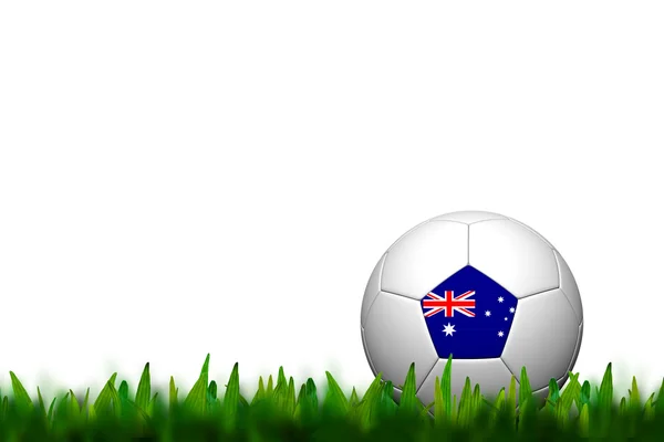 3D Soccer balll Australia Flag Patter on green grass over white — Stock Photo, Image