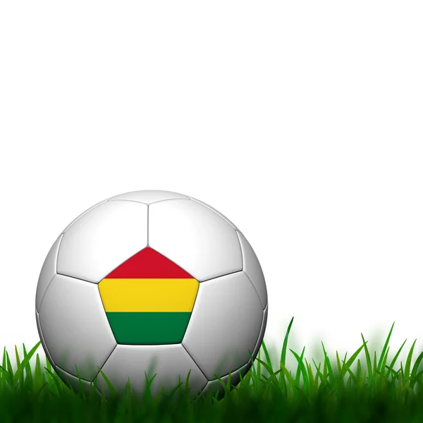 Yeşil çimenlerin üzerinde beyaz backgrou içinde 3D futbol Bolivya bayrak pıtırtı — Stok fotoğraf