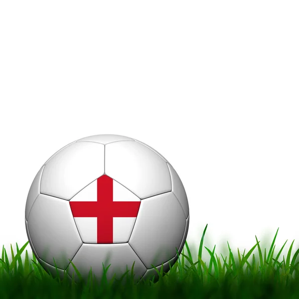 3D Football England Flag Patter in green grass on white backgrou — Stock Photo, Image