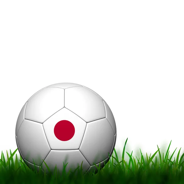 3D Футбол Япония Флаг Patter в зеленой траве на белом фоне — стоковое фото