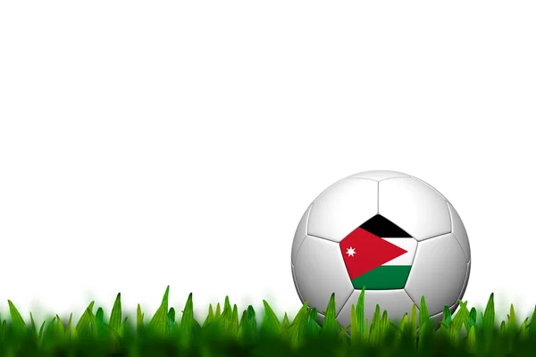3D soccer balll Jordanien flagga smattra på grönt gräs över vita bac — Stockfoto