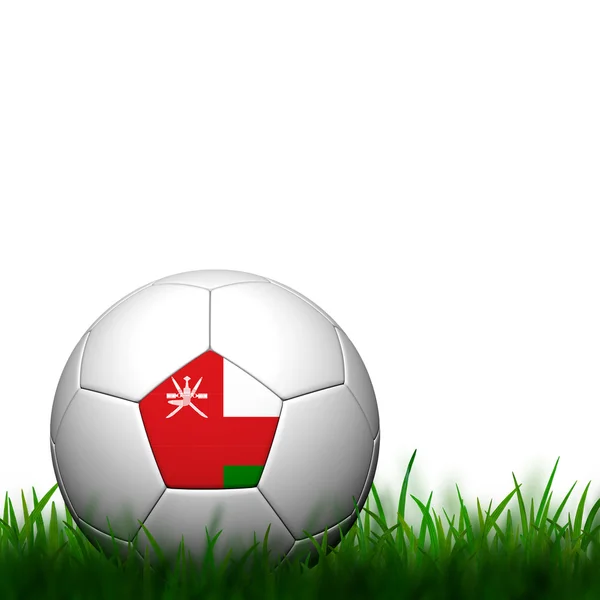 3D voetbal oman vlag geklets in groene gras op witte achtergrond — Stockfoto