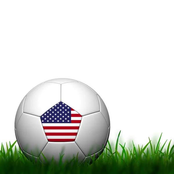 पांढरा बा वर हिरव्या गवत मध्ये 3D फुटबॉल युनायटेड स्टेट्स ध्वज नमुना — स्टॉक फोटो, इमेज
