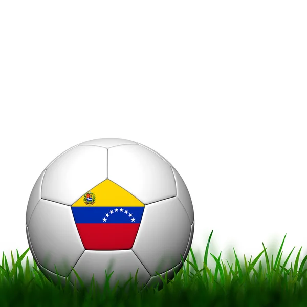 Futebol 3D Venezuela Bandeira Patter na grama verde no backgr branco — Fotografia de Stock