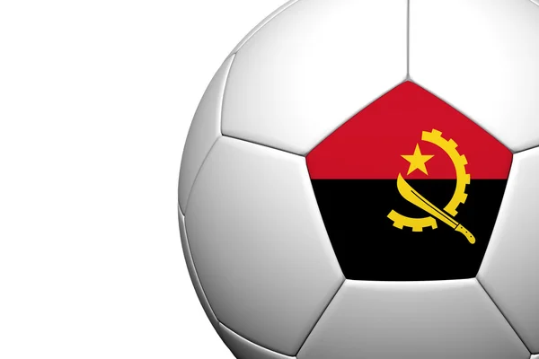 앙골라의 국기 패턴 축구공의 3d 렌더링 whi에 격리 — 스톡 사진