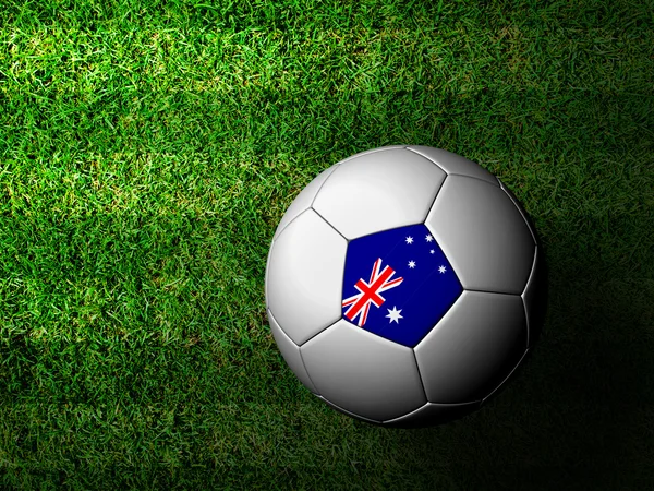 Australië vlag patroon 3D-weergave van een voetbal in groene gr — Stockfoto