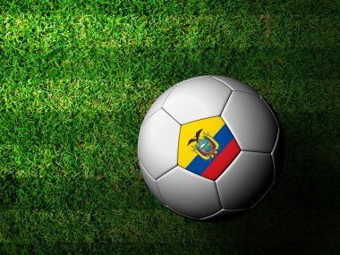 Ecuador Flag Pattern 3d rendering of a soccer ball in green gras clipart