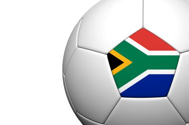 Güney Afrika bayrak deseni 3d render bir futbol topu ayır