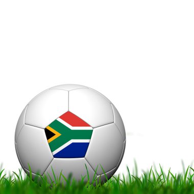 3D futbol balll Güney Afrika bayrak yeşil çimenlerin üzerinde WHI üzerinde pıtırtı.