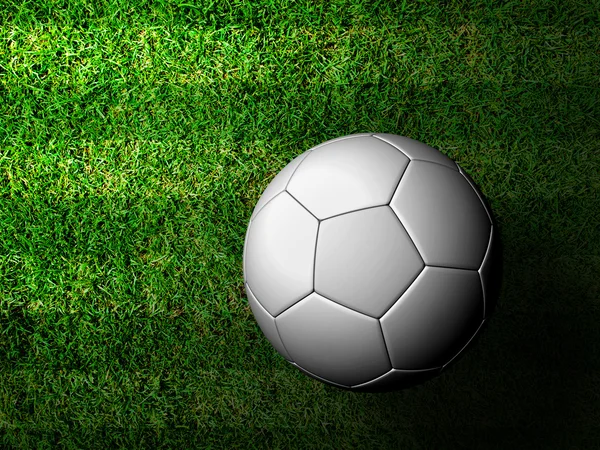 Rendering 3d di un pallone da calcio in erba verde — Foto Stock