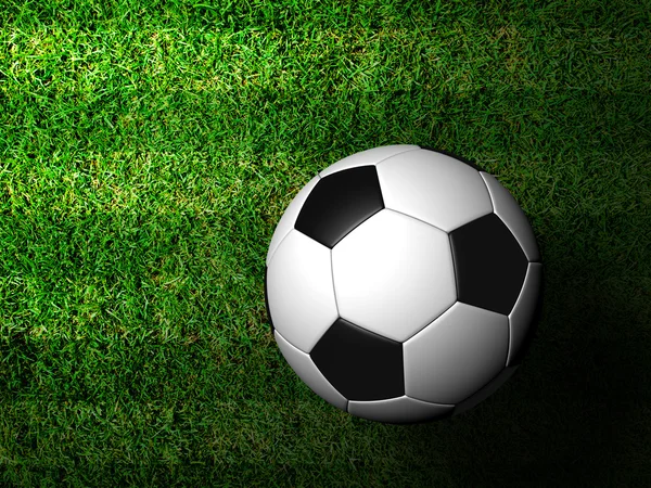3d renderização de uma bola de futebol na grama verde — Fotografia de Stock