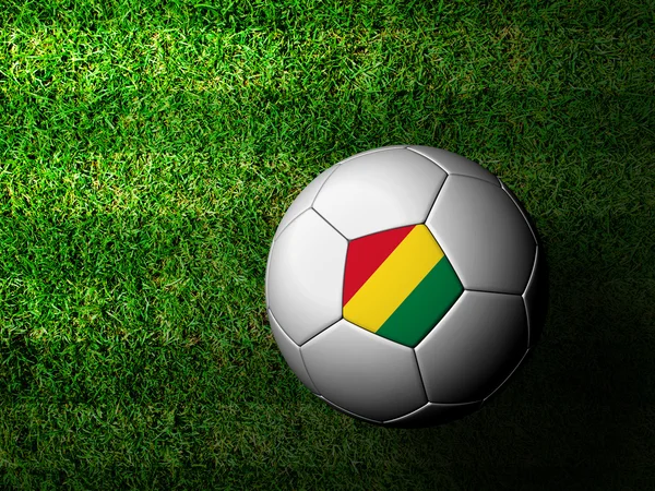 Padrão de bandeira da Bolívia 3d renderização de uma bola de futebol em gras verde — Fotografia de Stock