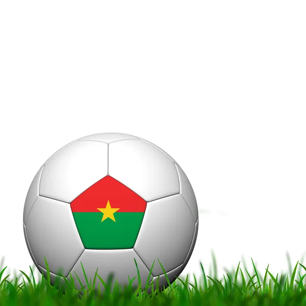 3D ποδοσφαίρου balll Μπουρκίνα Φάσο σημαία κορακίστικα για την πράσινη χλόη πέρα από whi — Φωτογραφία Αρχείου