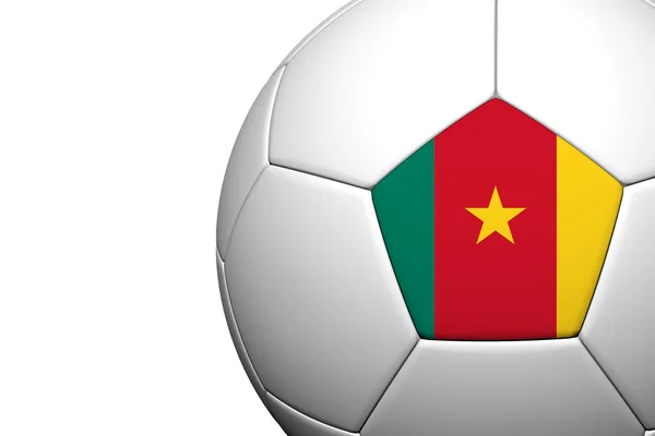 Σημαία του Καμερούν μοτίβο 3d rendering μιας μπάλας ποδοσφαίρου απομονώσει στο w — Φωτογραφία Αρχείου