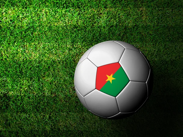 Σημαία της Μπουρκίνα μοτίβο 3d rendering μιας μπάλας ποδοσφαίρου στο πράσινο γκρα — Φωτογραφία Αρχείου