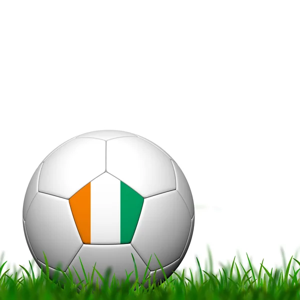 República da Costa do Marfim Bandeira Padrão 3d renderização de uma bola de futebol na grama verde — Fotografia de Stock