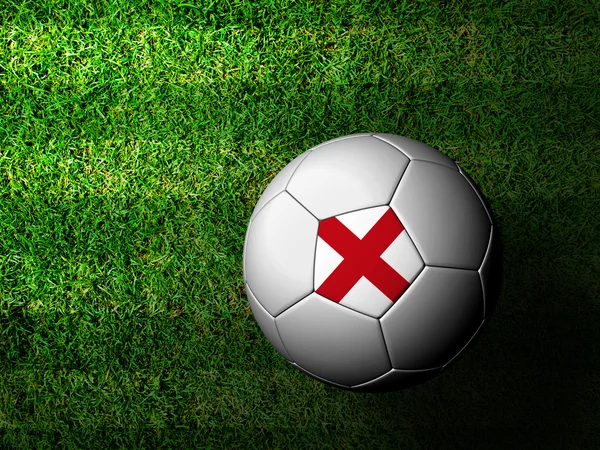 Engeland vlag patroon 3D-weergave van een voetbal in groen gras — Stockfoto