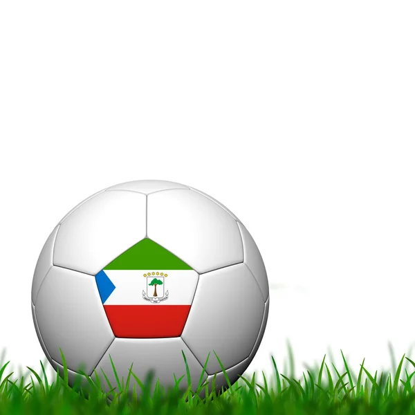 3D soccer balll Ekvatorialguineas flagga smattra på grönt gräs ove — Stockfoto