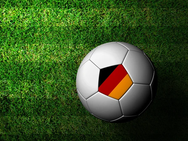 Образец флага Германии 3d рендеринг футбольного мяча в зеленой гра — стоковое фото