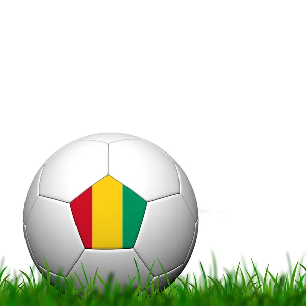 Balón de fútbol 3D Bandera de Guinea Patter sobre hierba verde sobre bac blanco —  Fotos de Stock