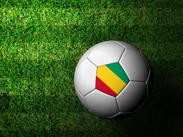 Modello di bandiera della Guinea rendering 3d di un pallone da calcio in erba verde — Foto Stock