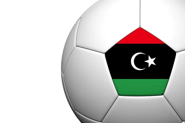 Σημαία της Λιβύης μοτίβο 3d rendering μιας μπάλας ποδοσφαίρου απομονώσει Πεντηκοστής — Φωτογραφία Αρχείου