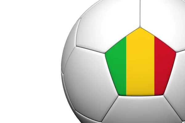 Mali bayrak deseni 3d render bir futbol topu üzerinde beyaz izole — Stok fotoğraf