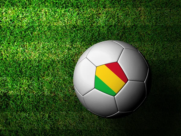 Σημαία του Μάλι μοτίβο 3d rendering μιας μπάλας ποδοσφαίρου στο πράσινο γρασίδι — Φωτογραφία Αρχείου