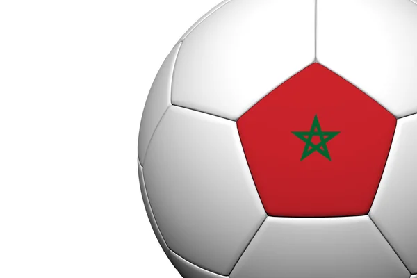 Σημαία του Μαρόκου μοτίβο 3d rendering μιας μπάλας ποδοσφαίρου απομονώσει σε wh — Φωτογραφία Αρχείου