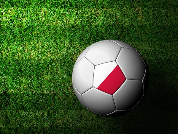 Польща шаблон прапора 3d-рендерінг футбольним м'ячем в зеленій траві — стокове фото