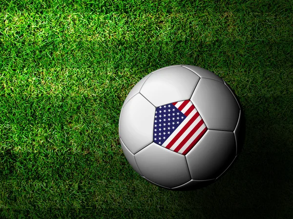 Le modèle de drapeau des États-Unis rendu 3d d'un ballon de football dans — Photo