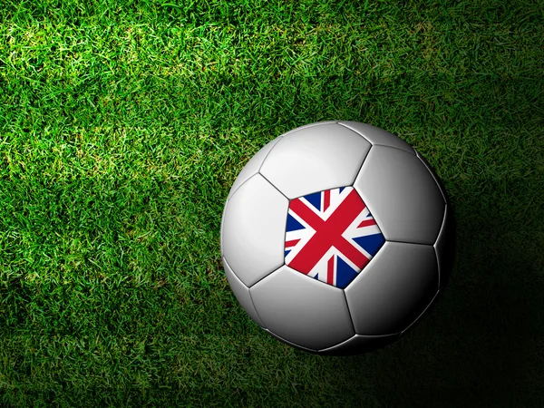 Reino Unido Bandera patrón 3d representación de una pelota de fútbol en gre —  Fotos de Stock