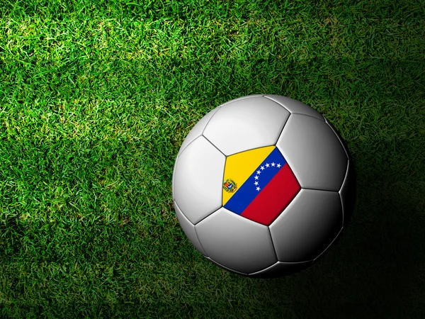 Venezuela vlajky vzor 3d vykreslování fotbalového míče v zelené gr — Stock fotografie